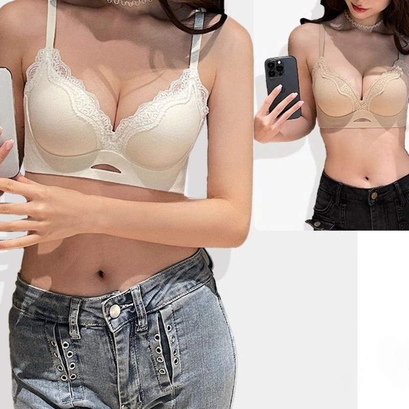 T Shirt Bra Seamless - Elegant Matte Lace Bralette AB Cup,