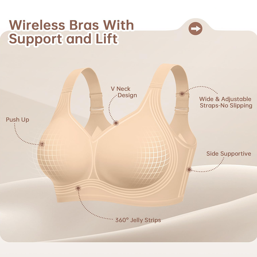 Plus Size Push Up Jelly Bra Se - T Shirt Bra Seamless recension och pris