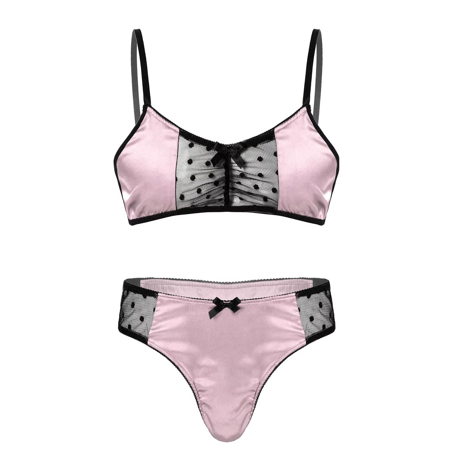 Men Satin Lingerie Suit Sissy  - Sheer Mesh Bra recension och pris