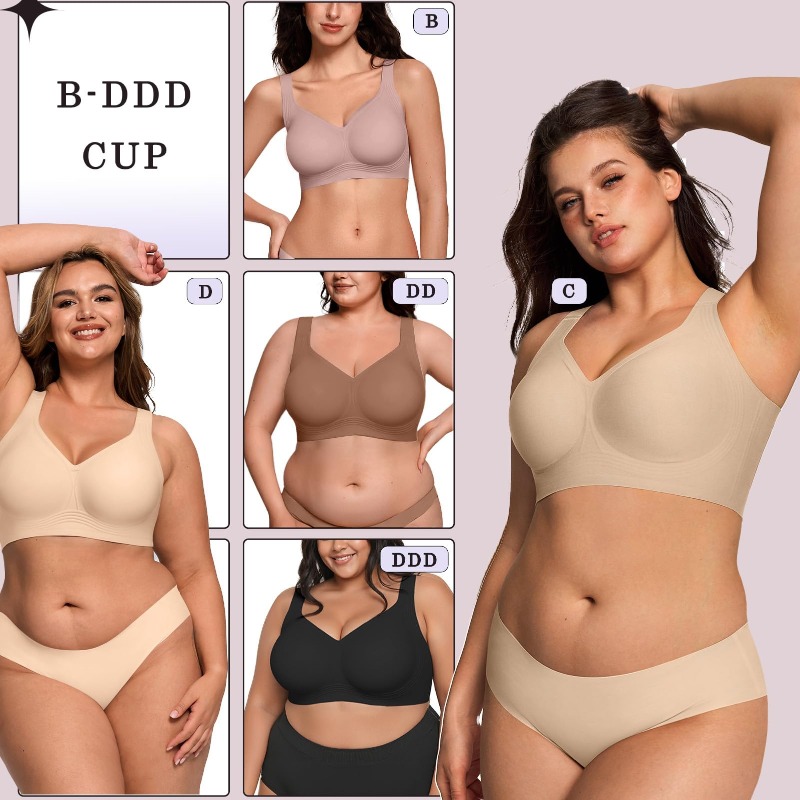 Plus Size Wireless Jelly Bra W - Plunge Bra Push Up recension och pris