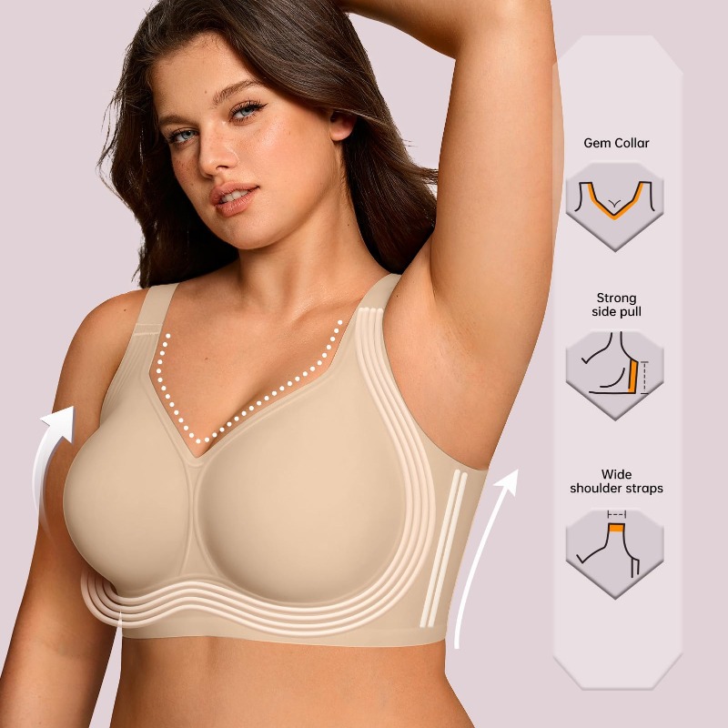Plus Size Wireless Jelly Bra W - Plunge Bra Push Up recension och pris