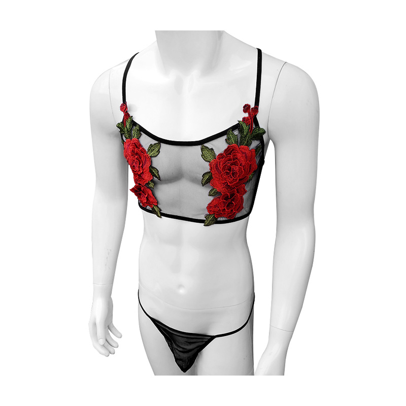 Sexy Embroidery Mens See Throu - Sheer Bra Lace recension och pris