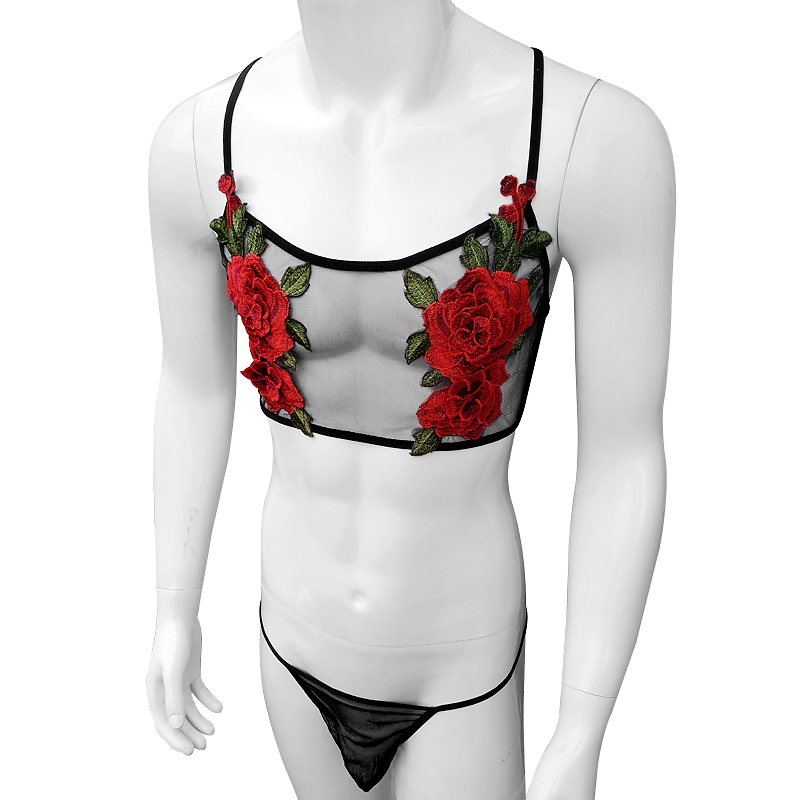 Sexy Embroidery Mens See Throu - Sheer Bra Lace recension och pris