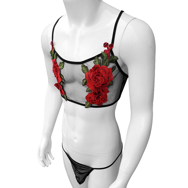 Sexy Embroidery Mens See Throu - Sheer Bra Lace recension och pris