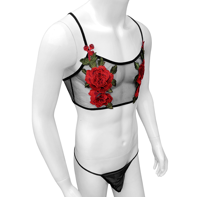 Sexy Embroidery Mens See Throu - Sheer Bra Lace recension och pris